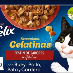 Felix Sensations Wet Adult Cat Food Jelly Assortment of Ox, Chicken, Duck and Lamb 6 Packs of 12 Bags of 85g (72 Bags) Felix Sensations Wet Adult Cat Food Jelly Assortment of Ox, Chicken, Duck and Lamb 6 Packs of 12 Bags of 85g (72 Bags)