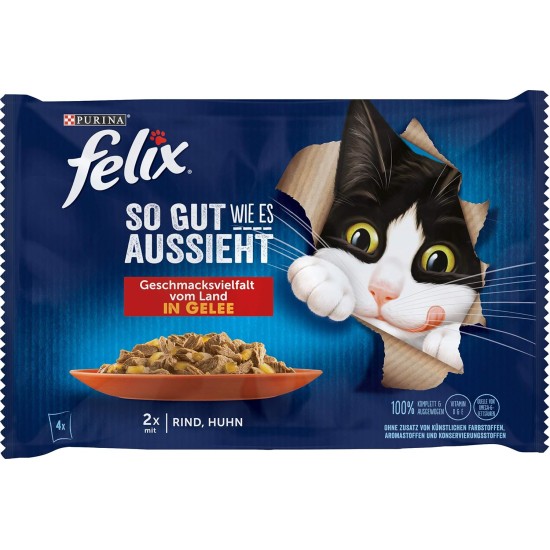 Felix Wet Cat Food As Good As It Looks in Jelly Country Flavour Variety 4,080 kg Felix Wet Cat Food As Good As It Looks in Jelly Country Flavour Variety 4,080 kg