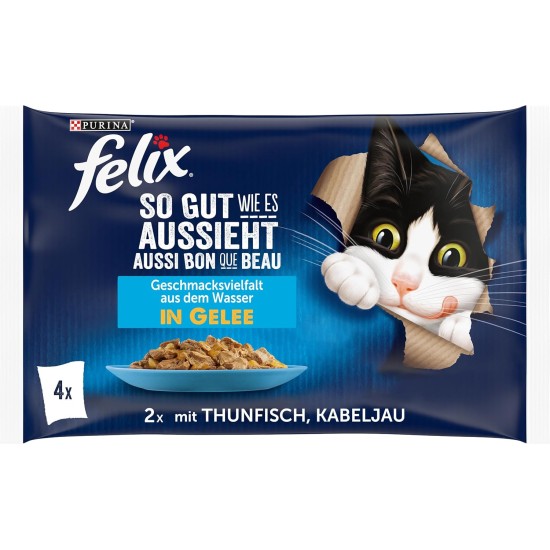 Felix Wet Cat Food As Good As It Looks in Jelly Flavour Variety from the Water, 4,080 kg Felix Wet Cat Food As Good As It Looks in Jelly Flavour Variety from the Water, 4,080 kg