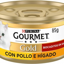 GOURMET Gold Snacks in Sauce, Wet Food for Adult Cats, Chicken Pate and Liver, 24 x 85g Tins