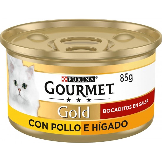 GOURMET Gold Snacks in Sauce, Wet Food for Adult Cats, Chicken Pate and Liver, 24 x 85g Tins GOURMET Gold Snacks in Sauce, Wet Food for Adult Cats, Chicken Pate and Liver, 24 x 85g Tins