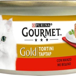 GOURMET Gold Tortini Wet Food for Adult Cats with Beef 24 Tubs of 85 g