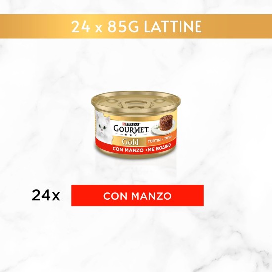 GOURMET Gold Tortini Wet Food for Adult Cats with Beef 24 Tubs of 85 g GOURMET Gold Tortini Wet Food for Adult Cats with Beef 24 Tubs of 85 g