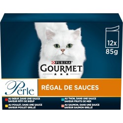 GOURMET Perle Sauce Rack Adult Cat Beef, Chicken, Tuna, Salmon, 12 x 85 g, Fresh Bag (Packaging May Vary) GOURMET Perle Sauce Rack Adult Cat Beef, Chicken, Tuna, Salmon, 12 x 85 g, Fresh Bag (Packaging May Vary)