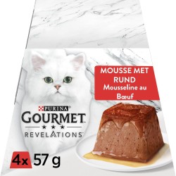 GOURMET Revelations Cat Muslin Beef Meals for Adult Cats Box Pack of 6 (4 x 57 g)