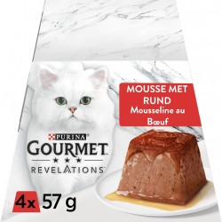 GOURMET Revelations Cat Muslin Beef Meals for Adult Cats Box Pack of 6 (4 x 57 g)