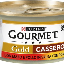 Gourmet Gold Casserole for the Cat, with Beef and Chicken in Salsa with Tomato, 85 g – Pack of 24 Gourmet Gold Casserole for the Cat, with Beef and Chicken in Salsa with Tomato, 85 g – Pack of 24