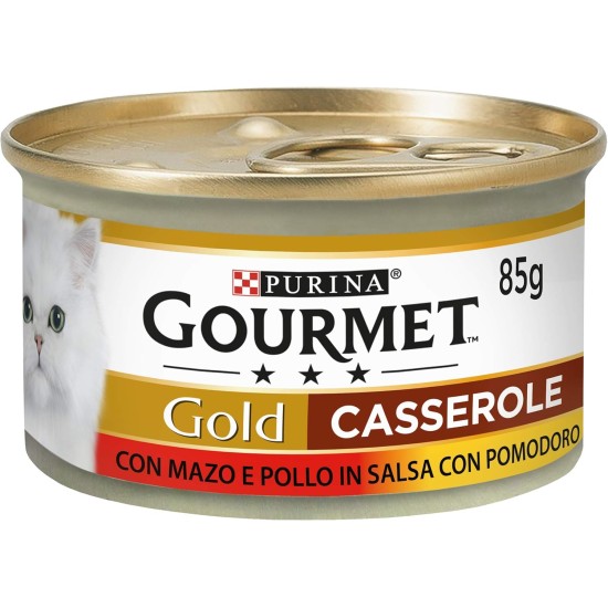 Gourmet Gold Casserole for the Cat, with Beef and Chicken in Salsa with Tomato, 85 g – Pack of 24 Gourmet Gold Casserole for the Cat, with Beef and Chicken in Salsa with Tomato, 85 g – Pack of 24