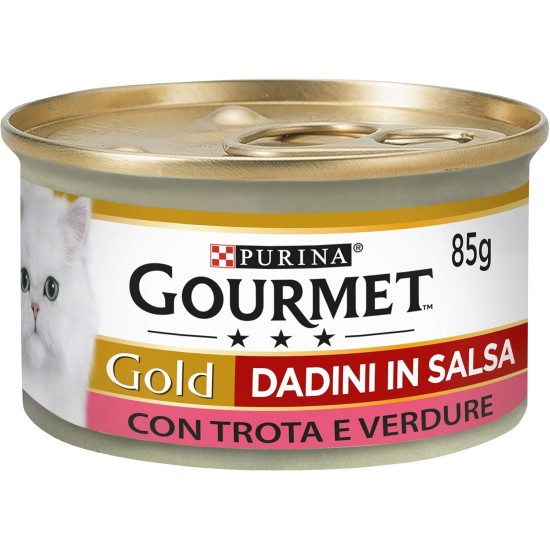 Gourmet Gold Food for the Cat Dice in Salsa with Trout and Vegetables, 85 g – Pack of 24 Gourmet Gold Food for the Cat Dice in Salsa with Trout and Vegetables, 85 g – Pack of 24