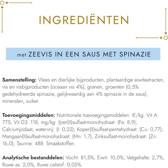 Gourmet Gold Luxe Mix Cat Food, Wet Food with Sea Fish in a Sauce with Spinach, 24 x 85 g, (24 Cans, 2.04 kg) Gourmet Gold Luxe Mix Cat Food, Wet Food with Sea Fish in a Sauce with Spinach, 24 x 85 g, (24 Cans, 2.04 kg)