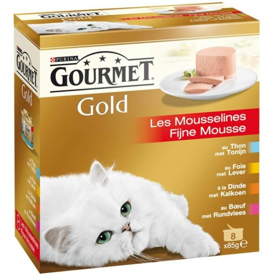 Gourmet Gold Mousse Cat Food, Wet Food with Tuna, Liver, Turkey and Beef - 8 x 85 g - Box of 6 (48 Cans, 4.08 kg) Gourmet Gold Mousse Cat Food, Wet Food with Tuna, Liver, Turkey and Beef - 8 x 85 g - Box of 6 (48 Cans, 4.08 kg)