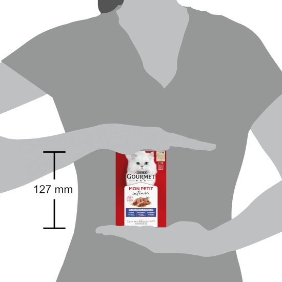 Gourmet MON Petit Intense | Cat | Discrete in Sauce | Tuna, Salmon, Trout | 8 Pieces of 6 x 50 g | Fresh Bags Gourmet MON Petit Intense | Cat | Discrete in Sauce | Tuna, Salmon, Trout | 8 Pieces of 6 x 50 g | Fresh Bags