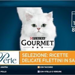 Gourmet Moist Beads Cat Fillets in Sauce with Chicken, Duck, Turkey, Veal with Vegetables - 72 Bags of 85 g (6 Packs of 12 x 85 g) Gourmet Moist Beads Cat Fillets in Sauce with Chicken, Duck, Turkey, Veal with Vegetables - 72 Bags of 85 g (6 Packs of 12 x 85 g)