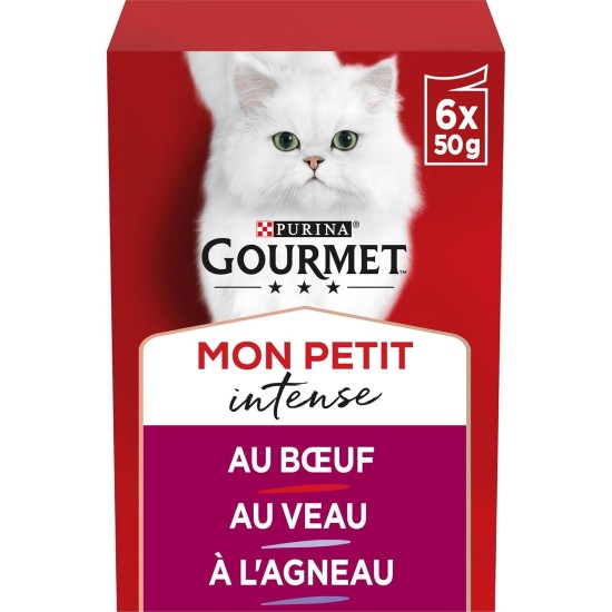 Gourmet My Petit Intense Adult Cat Crushed in Sauce Selection with Meat: Beef, Veal, Lamb, 6 x 50 g, Pack of 8, Fresh Bags Gourmet My Petit Intense Adult Cat Crushed in Sauce Selection with Meat: Beef, Veal, Lamb, 6 x 50 g, Pack of 8, Fresh Bags