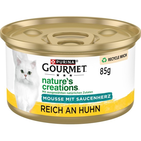 Gourmet Nature's Creations Mousse with Sauce Heart Wet Cat Food, Rich in Chicken, Pack of 12 (12 x 85 g) Gourmet Nature's Creations Mousse with Sauce Heart Wet Cat Food, Rich in Chicken, Pack of 12 (12 x 85 g)