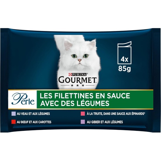Gourmet Pâtée pour chat pearl les filletines with légumes multivariés 4 x 85 g Gourmet Pâtée pour chat pearl les filletines with légumes multivariés 4 x 85 g