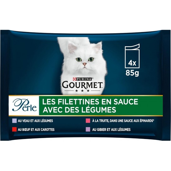 Gourmet Pâtée pour chat pearl les filletines with légumes multivariés 4 x 85 g Gourmet Pâtée pour chat pearl les filletines with légumes multivariés 4 x 85 g