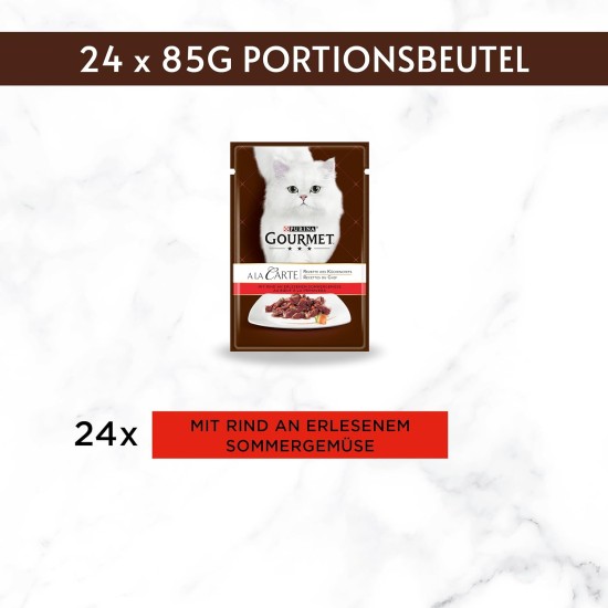 Gourmet Purina Gourmet A la Carte Wet Cat Food, with Beef and Vegetables, Pack of 26 (26 x 85 g) Gourmet Purina Gourmet A la Carte Wet Cat Food, with Beef and Vegetables, Pack of 26 (26 x 85 g)