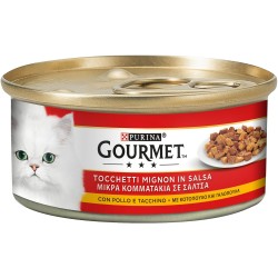 Gourmet Red tocchetti Mignon for the Cat with Chicken and Turkey, 195 g – Pack of 24