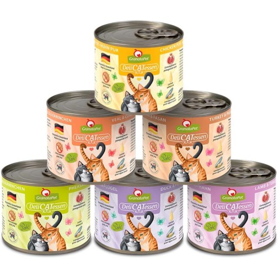 GranataPet DeliCatessen Turkey & Pheasant, Wet Food for Cats, Cat Feed for Gourmands, Grain-Free Feed & No Added Sugar, 6 x 85 g GranataPet DeliCatessen Turkey & Pheasant, Wet Food for Cats, Cat Feed for Gourmands, Grain-Free Feed & No Added Sugar, 6 x 85 g