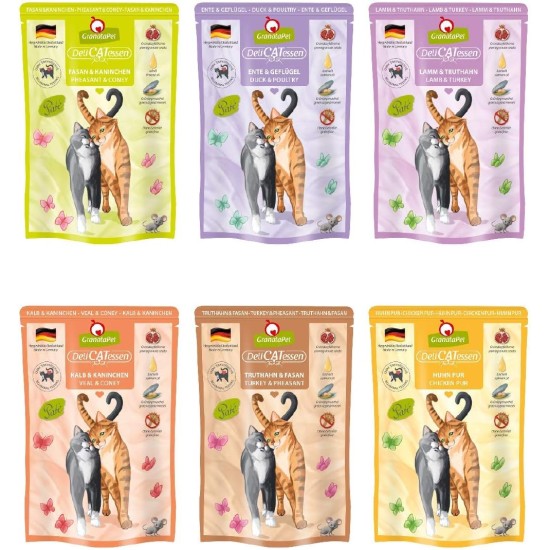 GranataPet DeliCatessen Turkey & Pheasant, Wet Food for Cats, Cat Feed for Gourmands, Grain-Free Feed & No Added Sugar, 6 x 85 g GranataPet DeliCatessen Turkey & Pheasant, Wet Food for Cats, Cat Feed for Gourmands, Grain-Free Feed & No Added Sugar, 6 x 85 g