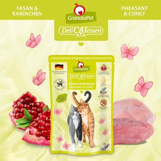GranataPet DeliCatessen Turkey & Pheasant, Wet Food for Cats, Cat Feed for Gourmands, Grain-Free Feed & No Added Sugar, 6 x 85 g GranataPet DeliCatessen Turkey & Pheasant, Wet Food for Cats, Cat Feed for Gourmands, Grain-Free Feed & No Added Sugar, 6 x 85 g