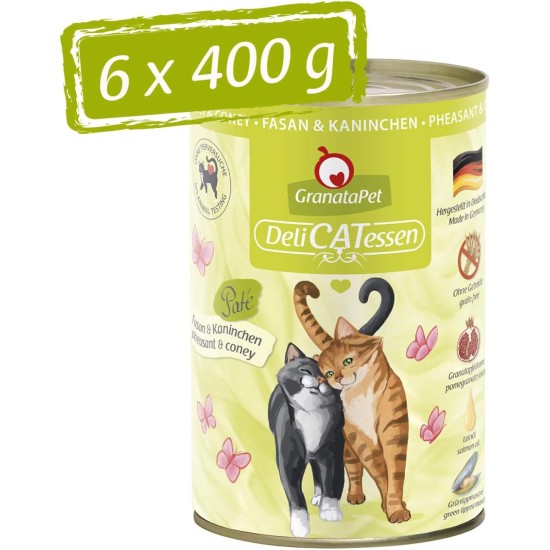 GranataPet DeliCatessen Turkey & Pheasant, Wet Food for Cats, Cat Feed for Gourmands, Grain-Free Feed & No Added Sugar, 6 x 85 g GranataPet DeliCatessen Turkey & Pheasant, Wet Food for Cats, Cat Feed for Gourmands, Grain-Free Feed & No Added Sugar, 6 x 85 g