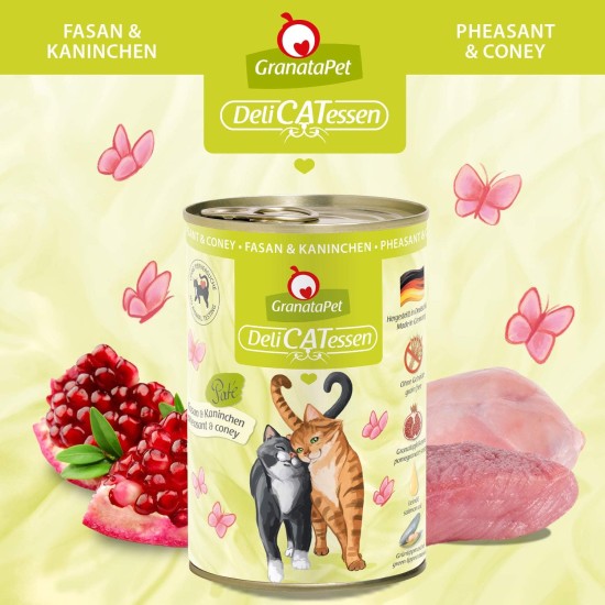GranataPet DeliCatessen Turkey & Pheasant, Wet Food for Cats, Cat Feed for Gourmands, Grain-Free Feed & No Added Sugar, 6 x 85 g GranataPet DeliCatessen Turkey & Pheasant, Wet Food for Cats, Cat Feed for Gourmands, Grain-Free Feed & No Added Sugar, 6 x 85 g