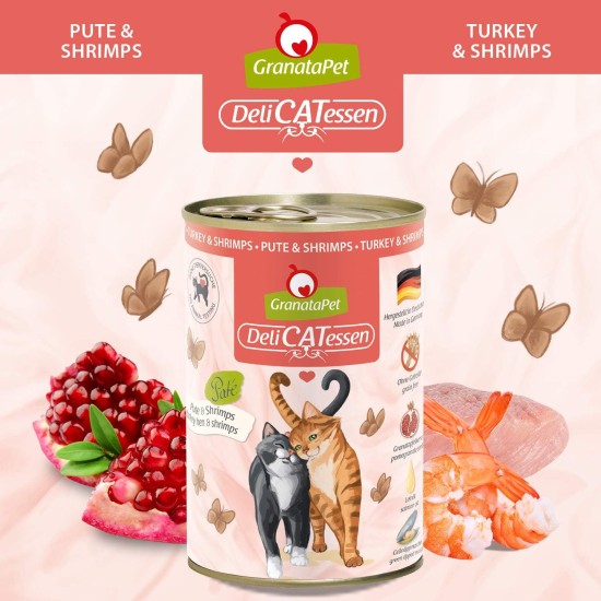 GranataPet DeliCatessen Turkey & Pheasant, Wet Food for Cats, Cat Feed for Gourmands, Grain-Free Feed & No Added Sugar, 6 x 85 g GranataPet DeliCatessen Turkey & Pheasant, Wet Food for Cats, Cat Feed for Gourmands, Grain-Free Feed & No Added Sugar, 6 x 85 g