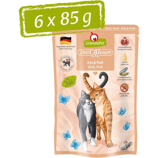 GranataPet DeliCatessen Turkey & Pheasant, Wet Food for Cats, Cat Feed for Gourmands, Grain-Free Feed & No Added Sugar, 6 x 85 g GranataPet DeliCatessen Turkey & Pheasant, Wet Food for Cats, Cat Feed for Gourmands, Grain-Free Feed & No Added Sugar, 6 x 85 g