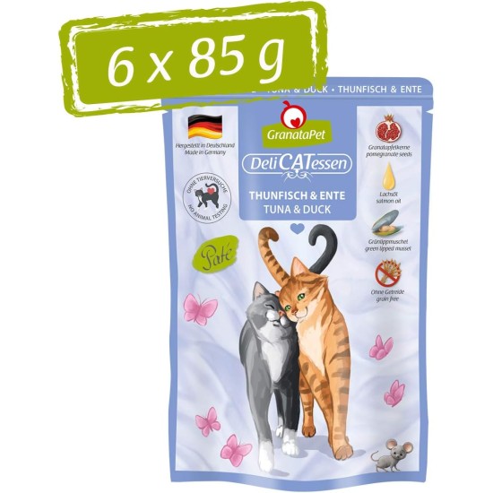 GranataPet DeliCatessen Turkey & Pheasant, Wet Food for Cats, Cat Feed for Gourmands, Grain-Free Feed & No Added Sugar, 6 x 85 g GranataPet DeliCatessen Turkey & Pheasant, Wet Food for Cats, Cat Feed for Gourmands, Grain-Free Feed & No Added Sugar, 6 x 85 g