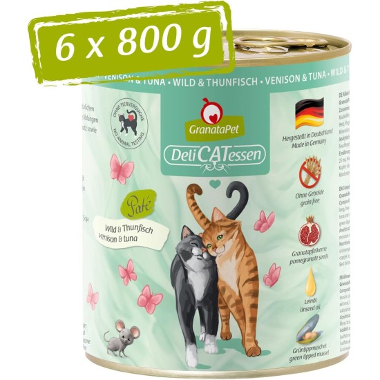 GranataPet DeliCatessen Turkey & Pheasant, Wet Food for Cats, Cat Feed for Gourmands, Grain-Free Feed & No Added Sugar, 6 x 85 g GranataPet DeliCatessen Turkey & Pheasant, Wet Food for Cats, Cat Feed for Gourmands, Grain-Free Feed & No Added Sugar, 6 x 85 g