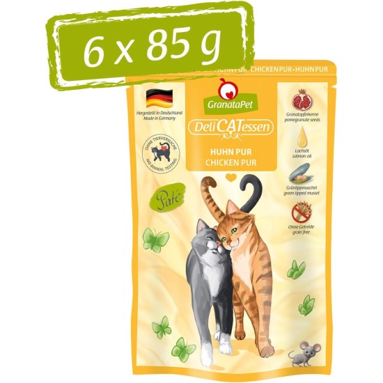 GranataPet DeliCatessen Turkey & Pheasant, Wet Food for Cats, Cat Feed for Gourmands, Grain-Free Feed & No Added Sugar, 6 x 85 g GranataPet DeliCatessen Turkey & Pheasant, Wet Food for Cats, Cat Feed for Gourmands, Grain-Free Feed & No Added Sugar, 6 x 85 g