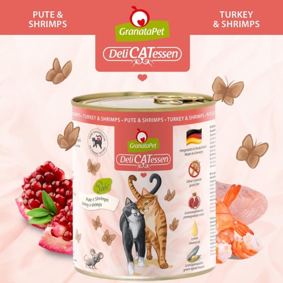 GranataPet DeliCatessen Turkey & Pheasant, Wet Food for Cats, Cat Feed for Gourmands, Grain-Free Feed & No Added Sugar, 6 x 85 g GranataPet DeliCatessen Turkey & Pheasant, Wet Food for Cats, Cat Feed for Gourmands, Grain-Free Feed & No Added Sugar, 6 x 85 g