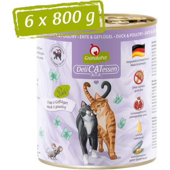 GranataPet DeliCatessen Turkey & Pheasant, Wet Food for Cats, Cat Feed for Gourmands, Grain-Free Feed & No Added Sugar, 6 x 85 g GranataPet DeliCatessen Turkey & Pheasant, Wet Food for Cats, Cat Feed for Gourmands, Grain-Free Feed & No Added Sugar, 6 x 85 g