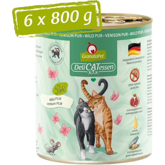 GranataPet DeliCatessen Turkey & Pheasant, Wet Food for Cats, Cat Feed for Gourmands, Grain-Free Feed & No Added Sugar, 6 x 85 g GranataPet DeliCatessen Turkey & Pheasant, Wet Food for Cats, Cat Feed for Gourmands, Grain-Free Feed & No Added Sugar, 6 x 85 g