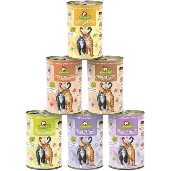 GranataPet DeliCatessen Turkey & Pheasant, Wet Food for Cats, Cat Feed for Gourmands, Grain-Free Feed & No Added Sugar, 6 x 85 g GranataPet DeliCatessen Turkey & Pheasant, Wet Food for Cats, Cat Feed for Gourmands, Grain-Free Feed & No Added Sugar, 6 x 85 g