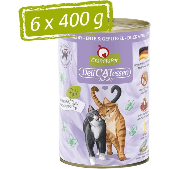 GranataPet DeliCatessen Turkey & Pheasant, Wet Food for Cats, Cat Feed for Gourmands, Grain-Free Feed & No Added Sugar, 6 x 85 g GranataPet DeliCatessen Turkey & Pheasant, Wet Food for Cats, Cat Feed for Gourmands, Grain-Free Feed & No Added Sugar, 6 x 85 g