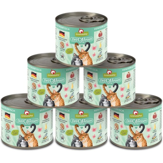 GranataPet DeliCatessen Turkey & Pheasant, Wet Food for Cats, Cat Feed for Gourmands, Grain-Free Feed & No Added Sugar, 6 x 85 g GranataPet DeliCatessen Turkey & Pheasant, Wet Food for Cats, Cat Feed for Gourmands, Grain-Free Feed & No Added Sugar, 6 x 85 g