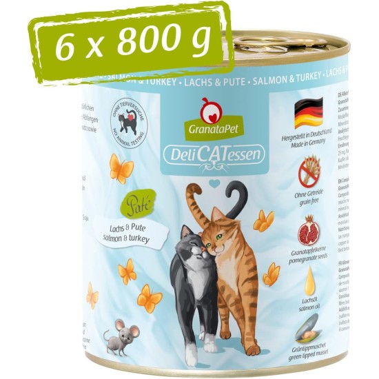 GranataPet DeliCatessen Turkey & Pheasant, Wet Food for Cats, Cat Feed for Gourmands, Grain-Free Feed & No Added Sugar, 6 x 85 g GranataPet DeliCatessen Turkey & Pheasant, Wet Food for Cats, Cat Feed for Gourmands, Grain-Free Feed & No Added Sugar, 6 x 85 g