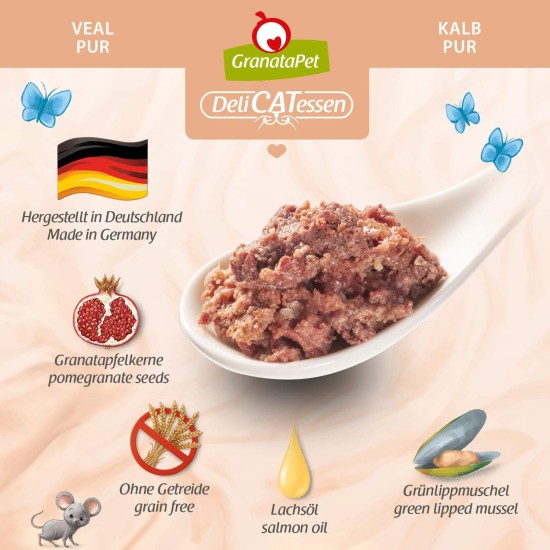 GranataPet DeliCatessen Turkey & Pheasant, Wet Food for Cats, Cat Feed for Gourmands, Grain-Free Feed & No Added Sugar, 6 x 85 g GranataPet DeliCatessen Turkey & Pheasant, Wet Food for Cats, Cat Feed for Gourmands, Grain-Free Feed & No Added Sugar, 6 x 85 g