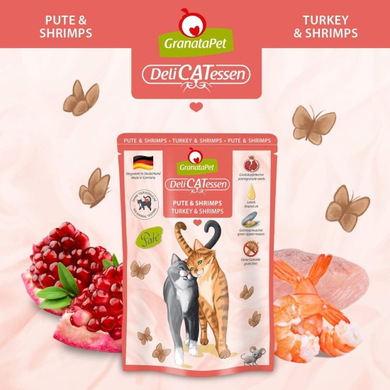 GranataPet DeliCatessen Turkey & Pheasant, Wet Food for Cats, Cat Feed for Gourmands, Grain-Free Feed & No Added Sugar, 6 x 85 g GranataPet DeliCatessen Turkey & Pheasant, Wet Food for Cats, Cat Feed for Gourmands, Grain-Free Feed & No Added Sugar, 6 x 85 g