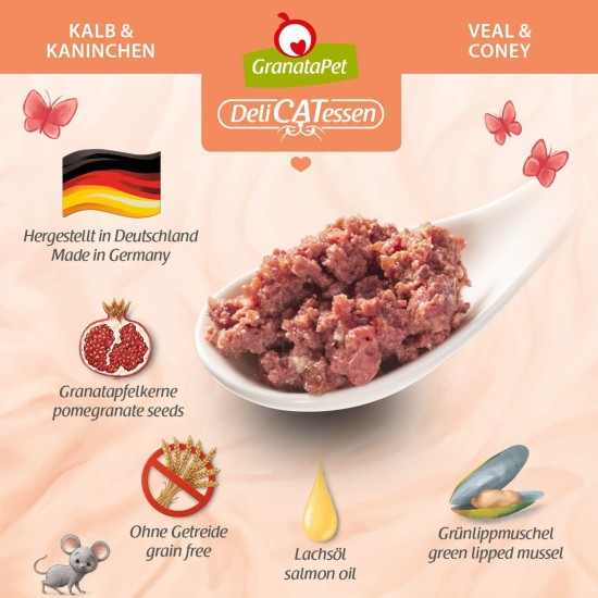 GranataPet DeliCatessen Turkey & Pheasant, Wet Food for Cats, Cat Feed for Gourmands, Grain-Free Feed & No Added Sugar, 6 x 85 g GranataPet DeliCatessen Turkey & Pheasant, Wet Food for Cats, Cat Feed for Gourmands, Grain-Free Feed & No Added Sugar, 6 x 85 g