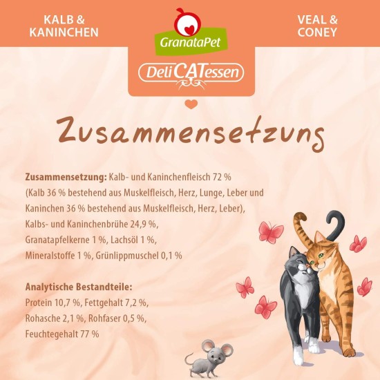 GranataPet DeliCatessen Turkey & Pheasant, Wet Food for Cats, Cat Feed for Gourmands, Grain-Free Feed & No Added Sugar, 6 x 85 g GranataPet DeliCatessen Turkey & Pheasant, Wet Food for Cats, Cat Feed for Gourmands, Grain-Free Feed & No Added Sugar, 6 x 85 g