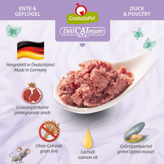 GranataPet DeliCatessen Turkey & Pheasant, Wet Food for Cats, Cat Feed for Gourmands, Grain-Free Feed & No Added Sugar, 6 x 85 g GranataPet DeliCatessen Turkey & Pheasant, Wet Food for Cats, Cat Feed for Gourmands, Grain-Free Feed & No Added Sugar, 6 x 85 g