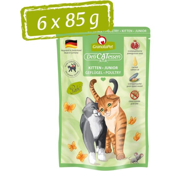 GranataPet DeliCatessen Turkey & Pheasant, Wet Food for Cats, Cat Feed for Gourmands, Grain-Free Feed & No Added Sugar, 6 x 85 g GranataPet DeliCatessen Turkey & Pheasant, Wet Food for Cats, Cat Feed for Gourmands, Grain-Free Feed & No Added Sugar, 6 x 85 g