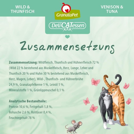 GranataPet DeliCatessen Turkey & Pheasant, Wet Food for Cats, Cat Feed for Gourmands, Grain-Free Feed & No Added Sugar, 6 x 85 g GranataPet DeliCatessen Turkey & Pheasant, Wet Food for Cats, Cat Feed for Gourmands, Grain-Free Feed & No Added Sugar, 6 x 85 g