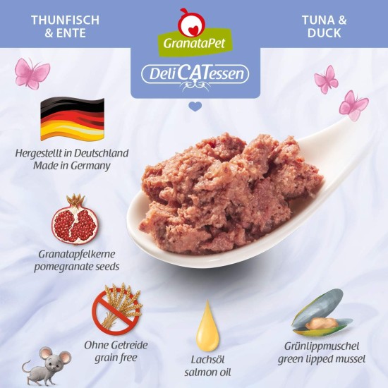 GranataPet DeliCatessen Turkey & Pheasant, Wet Food for Cats, Cat Feed for Gourmands, Grain-Free Feed & No Added Sugar, 6 x 85 g GranataPet DeliCatessen Turkey & Pheasant, Wet Food for Cats, Cat Feed for Gourmands, Grain-Free Feed & No Added Sugar, 6 x 85 g