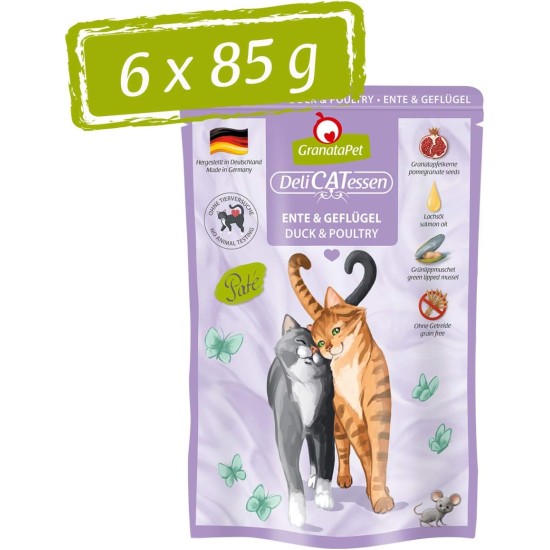 GranataPet DeliCatessen Turkey & Pheasant, Wet Food for Cats, Cat Feed for Gourmands, Grain-Free Feed & No Added Sugar, 6 x 85 g GranataPet DeliCatessen Turkey & Pheasant, Wet Food for Cats, Cat Feed for Gourmands, Grain-Free Feed & No Added Sugar, 6 x 85 g