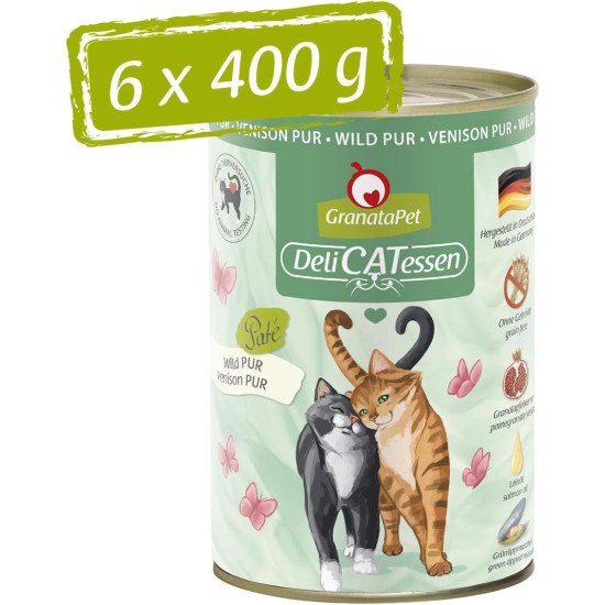 GranataPet Delicatessen Chicken PUR, Wet Food for Cats, Grain-Free Feed & No Added Sugar, Cat Food with High Meat Content and High-Quality Oils, 6 x 400 g, 198387 GranataPet Delicatessen Chicken PUR, Wet Food for Cats, Grain-Free Feed & No Added Sugar, Cat Food with High Meat Content and High-Quality Oils, 6 x 400 g, 198387
